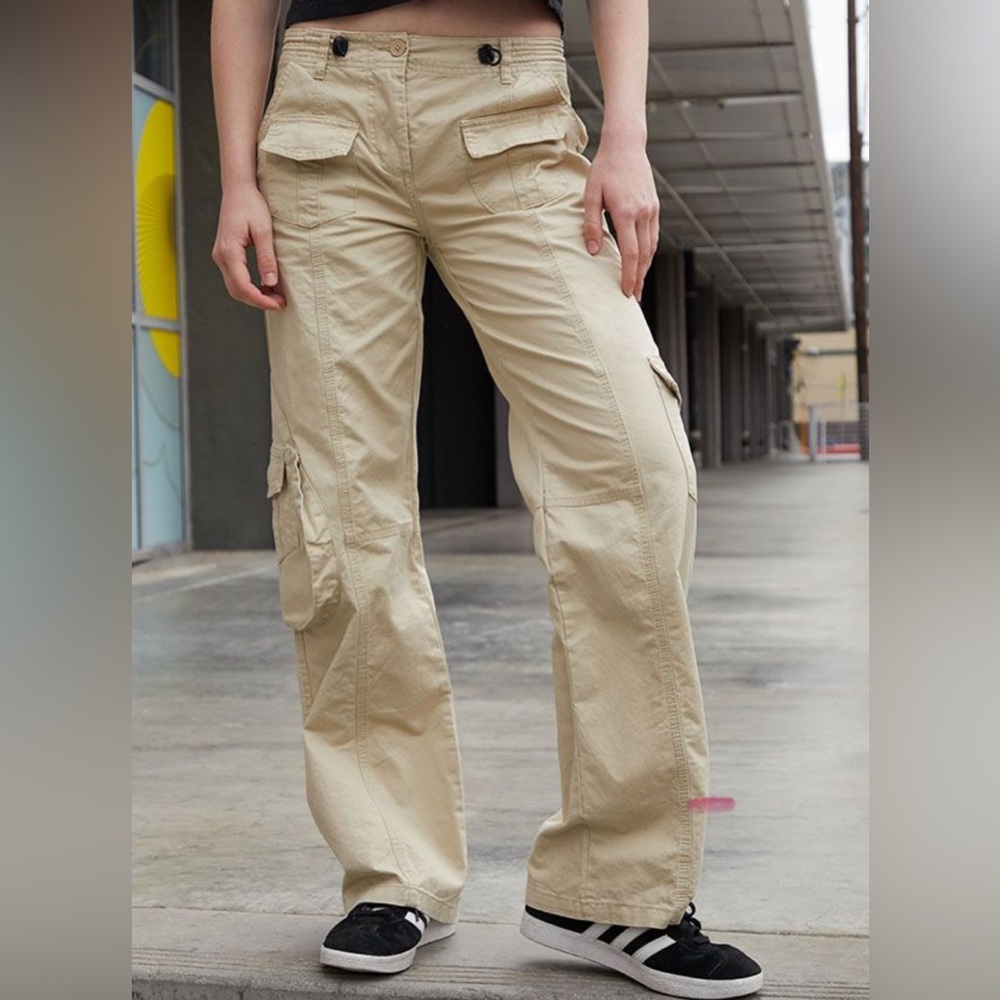 Brandy Melville Beige Cargo Wide-Leg Pants